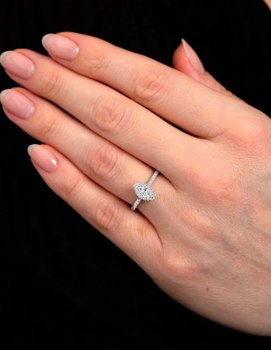 0.35ct Marquise Cut Seamless Halo – Subtle Brilliance Ring