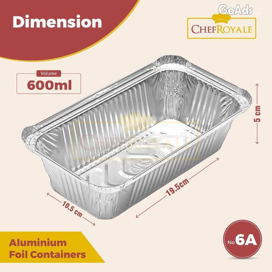 100 x Aluminium Foil Containers with Lids - Size No 6A- Fo