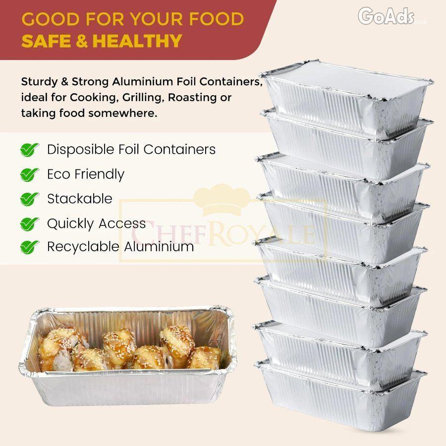 100 x Aluminium Foil Containers with Lids - Size No 6A- Fo
