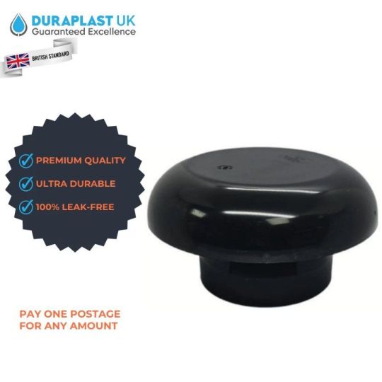 110MM PUSH FIT, Mushroom Vent Cowl, Pipe Fittings | Black Grey White O