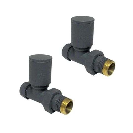 15mm Straight Radiator Valves Pair | Anthracite Heating Central Heatin