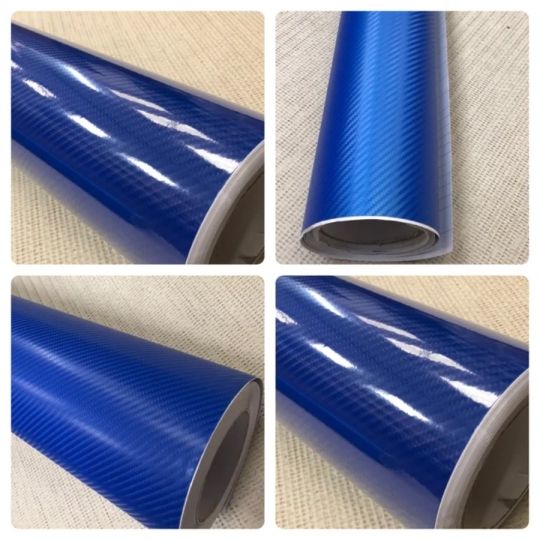 3D 4D 7 BLUE Carbon Fibre Vinyl Film Wrap DIY Waterproof Auto car