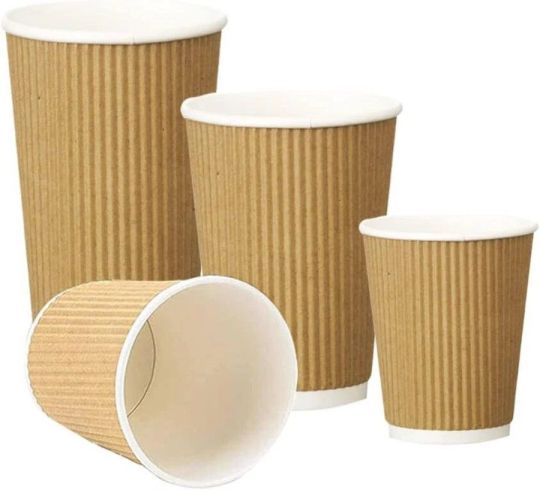 500Cups x 8oz/240ml Kraft Brown Triple Walled Disposable Coffee Paper