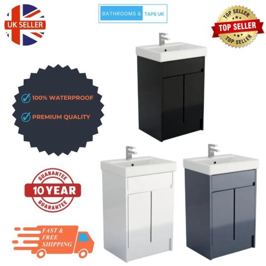 500mm Freestanding Vanity Unit Basin Sink Bathroom Storage Cabinet Glo