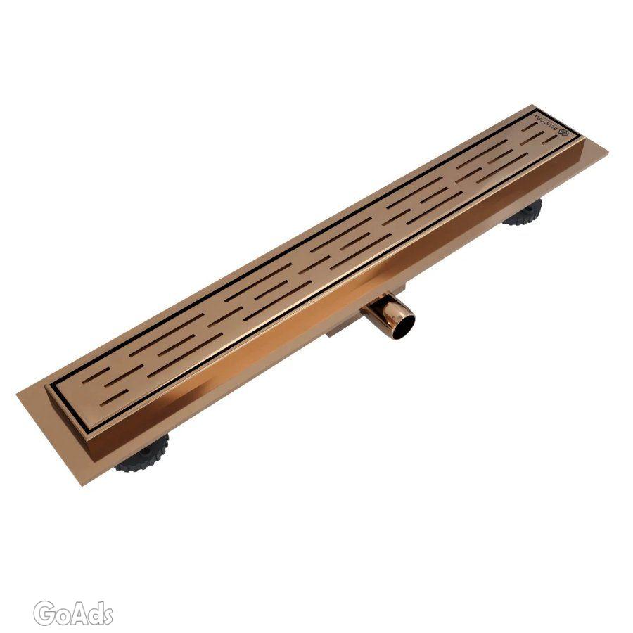 600mm Lined Linear Wet Room Drain Bronze Shower Floor