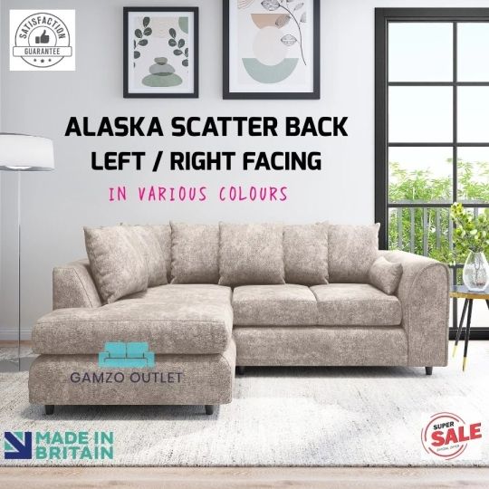 Alaska Fabric Corner Sofa L Shape Settee 4 3 2 Seater Soft Suite Chair