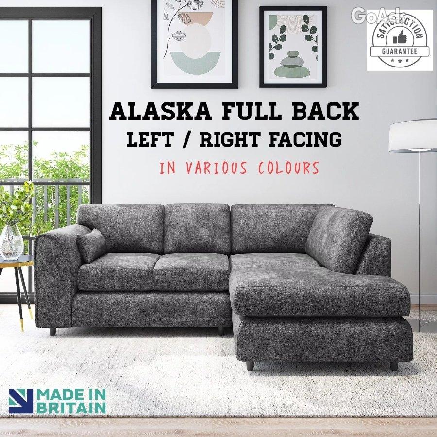 Alaska Fabric Corner Sofa L Shape Settee 4 3 2 Seater Suite Footstool