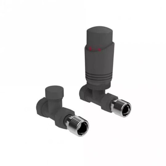 Anthracite Grey TRV Radiator Valves Twin Pack Straight Thermostatic 1
