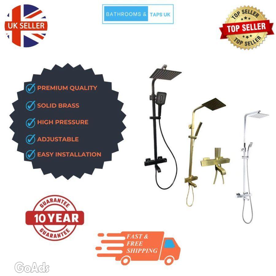 Bathroom Thermostatic Mixer Shower Bath Filler Spout 3in1 Black Brass