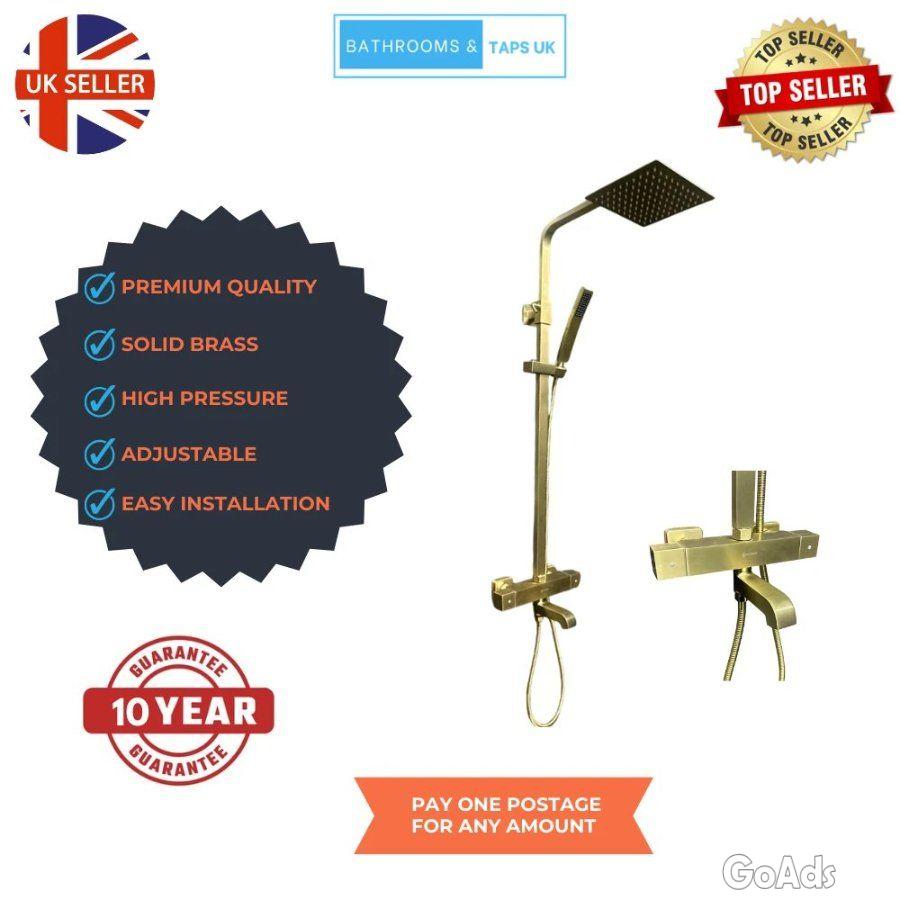 Bathroom Thermostatic Mixer Shower Bath Filler Spout 3in1 Black Brass