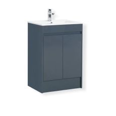 Bathroom Vanity Basin Unit 600mm Dark Grey PVC Waterproof Cabinet Delu