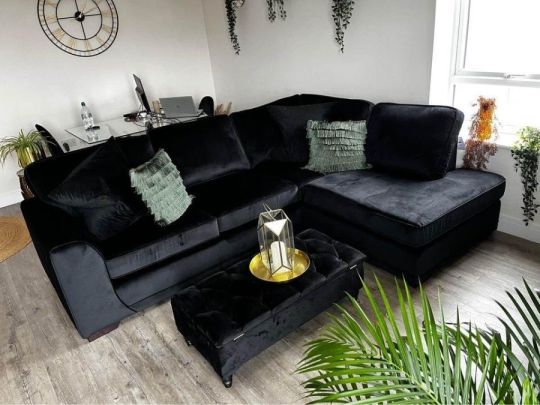 Black 4 Seater Corner Sofa