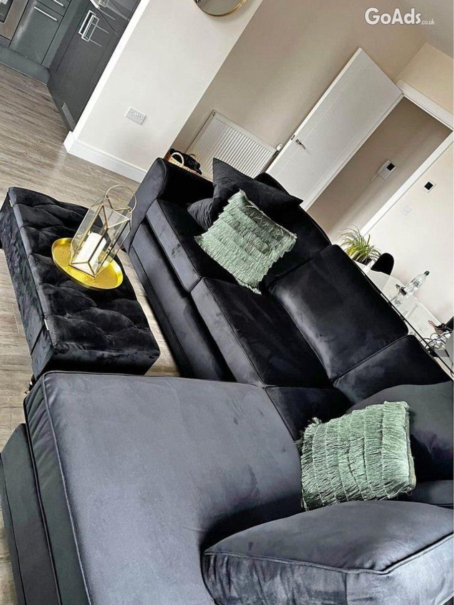 Black 4 Seater Corner Sofa