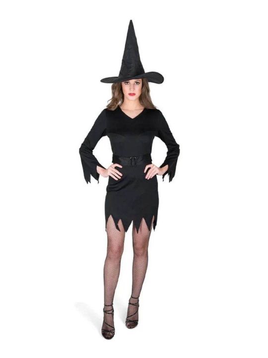 Black Witch Dress Costume With Witch Hat for Women