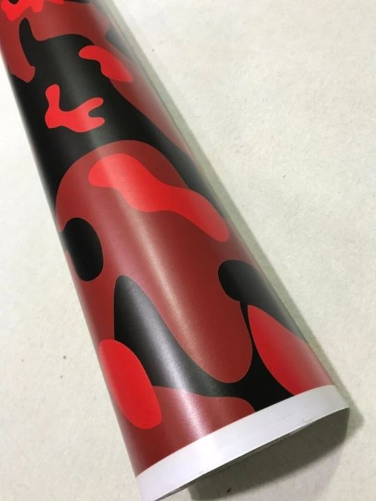 Camo RED - BLACK Vehicle DIY Waterproof Auto Motorcycle CAMOUFLAGE Car