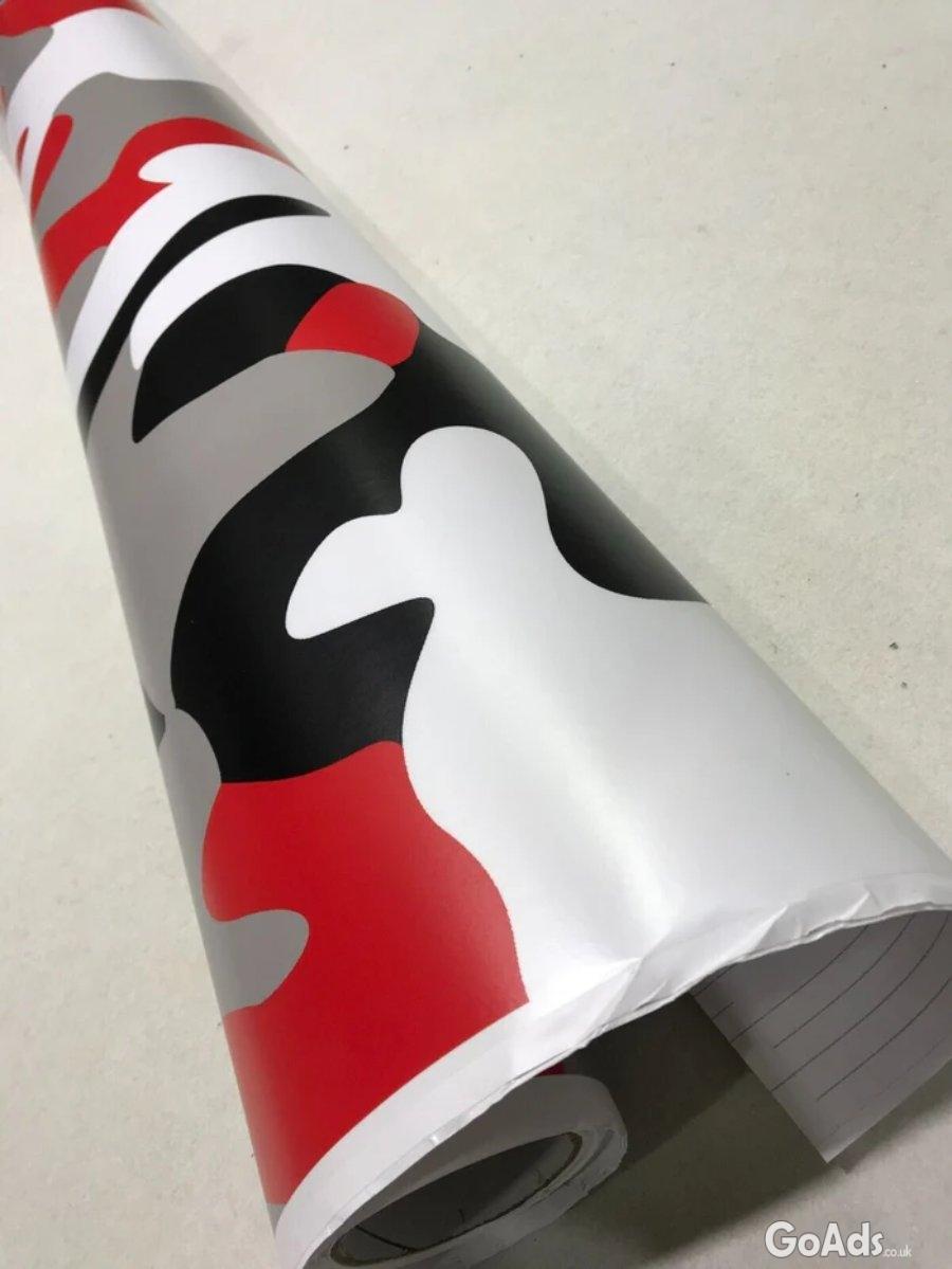 Camo RED - BLACK Vehicle DIY Waterproof Auto Motorcycle CAMOUFLAGE Car