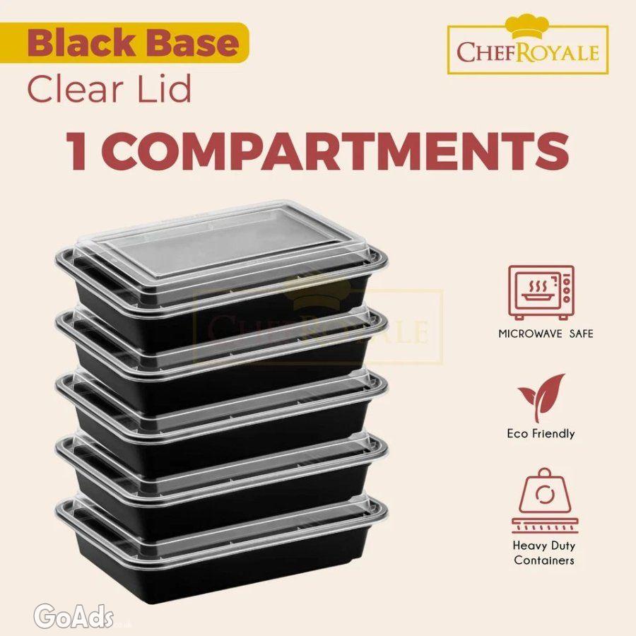 CHEF ROYALE [10 pack] x 28oz Rectangular Black Base Meal Prep Containe