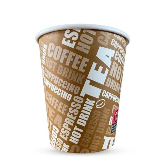 CHEF ROYALE 25x 10oz Brown Printed Paper Cups