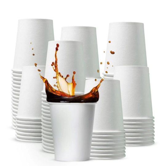 CHEF ROYALE Pack of 100x 6oz Paper Cups for Hot & Cold Drink Disposabl