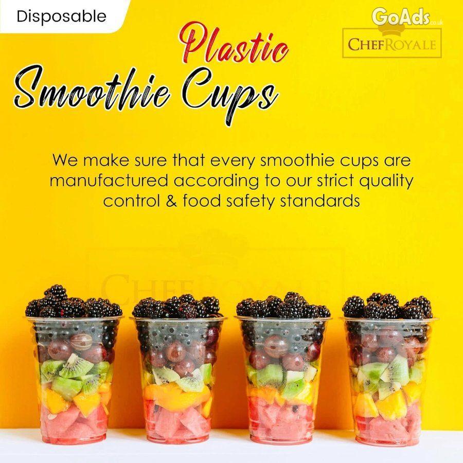CHEF ROYALE Plastic Smoothie Cups - Plastic Cups- Smoothie Cup for Smo