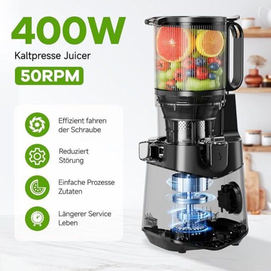 Cold Press Juicer 5.3 inch wide chute review