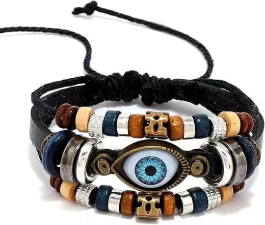 Evil Eye Beaded Bracelet Black Brown Protection Good Luck Unisex Brace