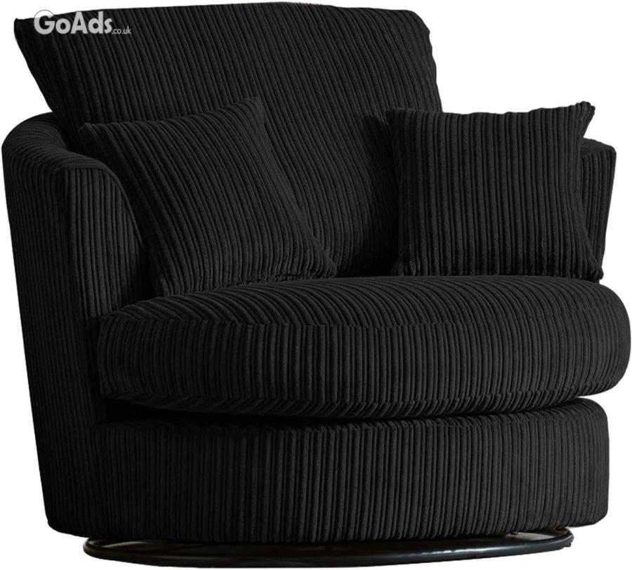 Jumbo Cord Corner Sofa Suite Set Footstool 3 2 Seater Grey Brown Black