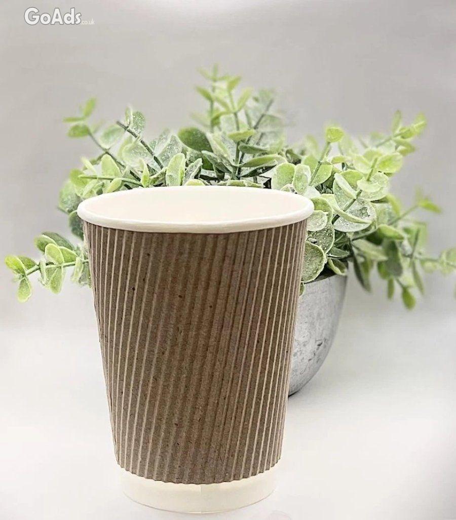 Kraft Brown Triple Walled Disposable Coffee Paper Ripple