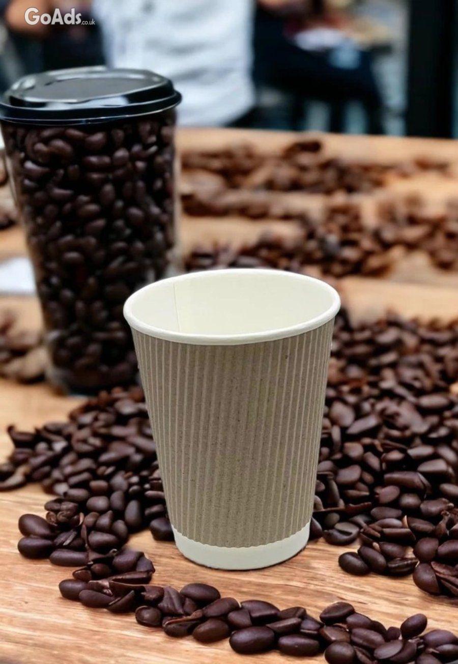 Kraft Brown Triple Walled Disposable Coffee Paper Ripple