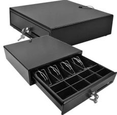 Lockable POS Cash Drawer with Key – Black Metal