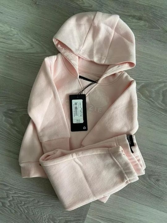 McKenzie Baby Girls Pink Essential Crew Soft Fleece Hooded Tracksuit I