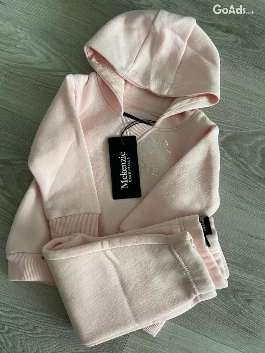 McKenzie Baby Girls Pink Essential Crew Soft Fleece Hooded Tracksuit I