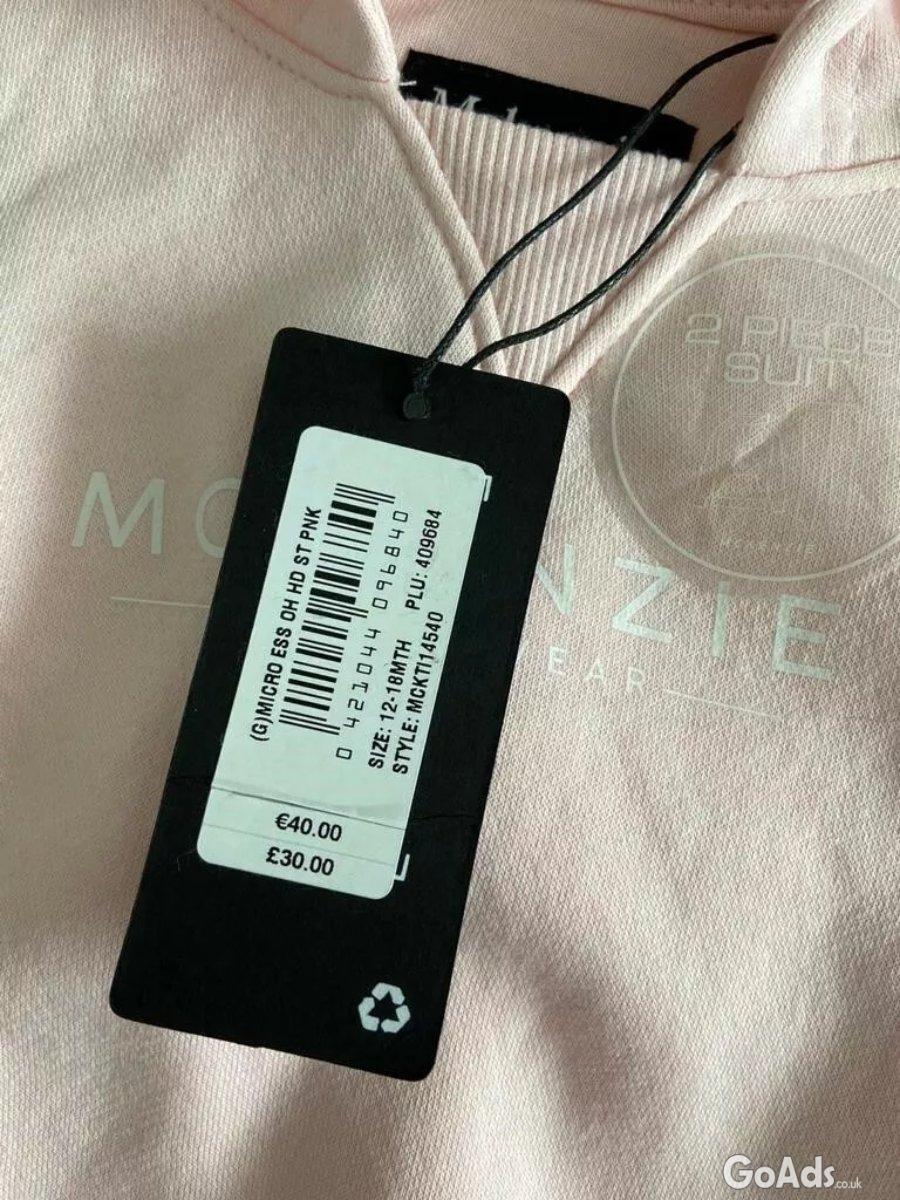 McKenzie Baby Girls Pink Essential Crew Soft Fleece Hooded Tracksuit I