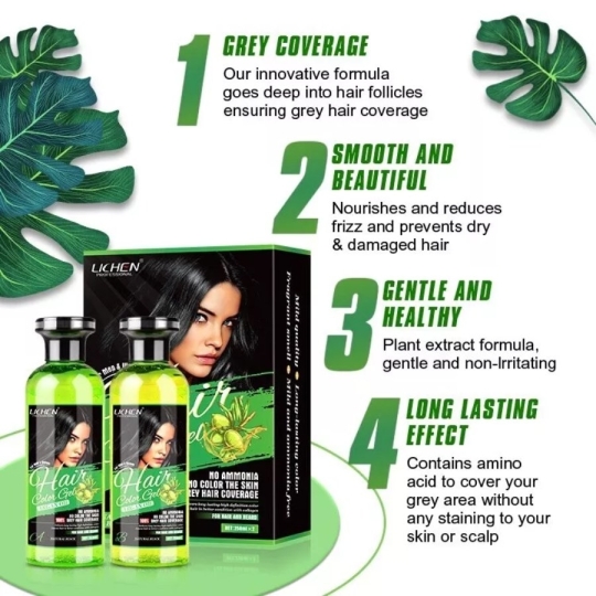 Most Viral 2025 LICHEN PROFESSIONAL HAIR COLOR GEL BLACK, No Color to