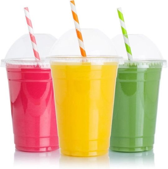 Plastic Smoothie Cup with Dome Lid, Reusable Plastic, Recyclable Cups