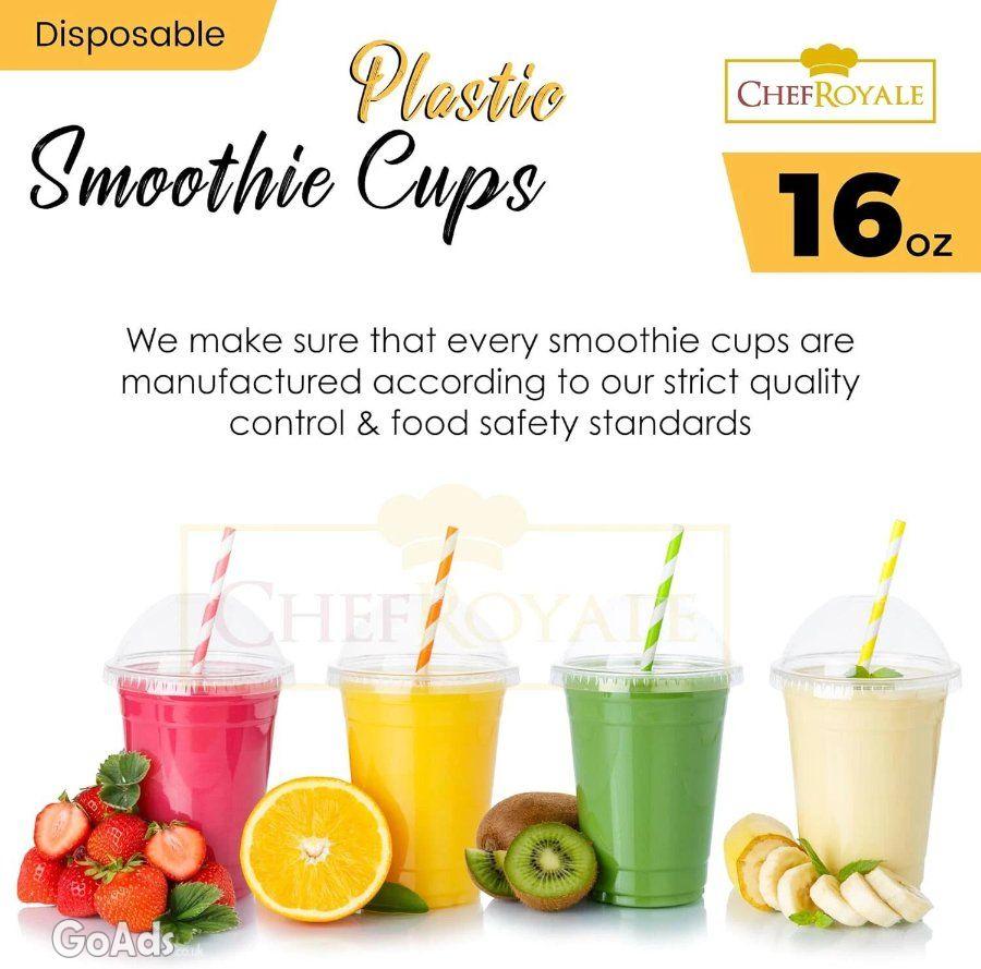 Plastic Smoothie Cup with Dome Lid, Reusable Plastic, Recyclable Cups