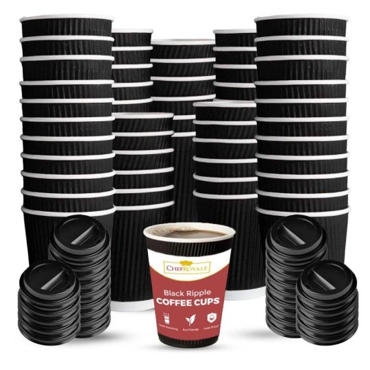 Ripple Disposable Coffee Cups with Lids -1