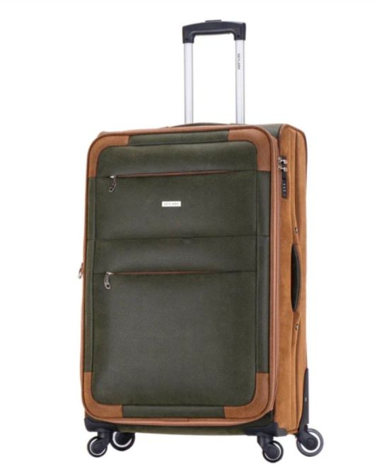 Skylark Lightweight Faux Suede 4 Wheeled Spinner Luggage Trolley Suitc