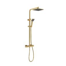 Thermostatic Square Mixer Shower Set 2in1 Brushed Brass