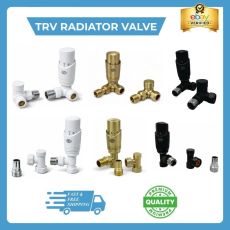Thermostatic TRV Radiator Valve 1/2" x 15mm Lockshield Pair Angled Cor