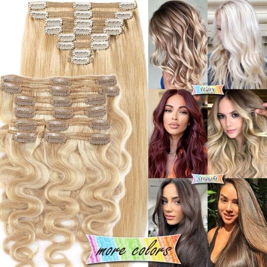 Thick Double Weft Clip In Real Remy Human Hair Extensions Full Head