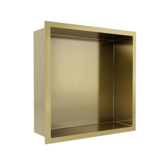 Wall Niche Inset 300 x 300mm Brushed Brass Shower Bathroom