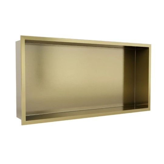 Wall Niche Inset 600 x 300mm Brushed Brass Shower Bathroom Recessed St
