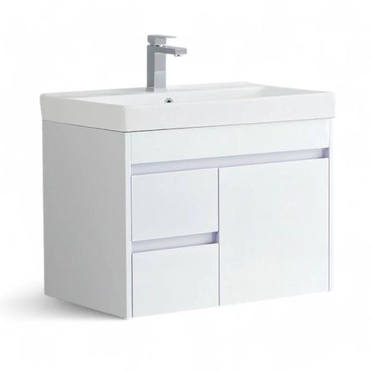 White 750mm - Wall Hung Basin Unit - 100% Waterproof washbasin storage