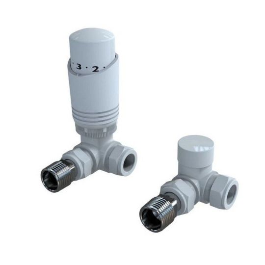 White Corner Thermostatic TRV Radiator Valves 1/2